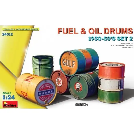 [MI550024012] 6 fûts de carburant et d’huile - MINIART 550024012 - 1/24