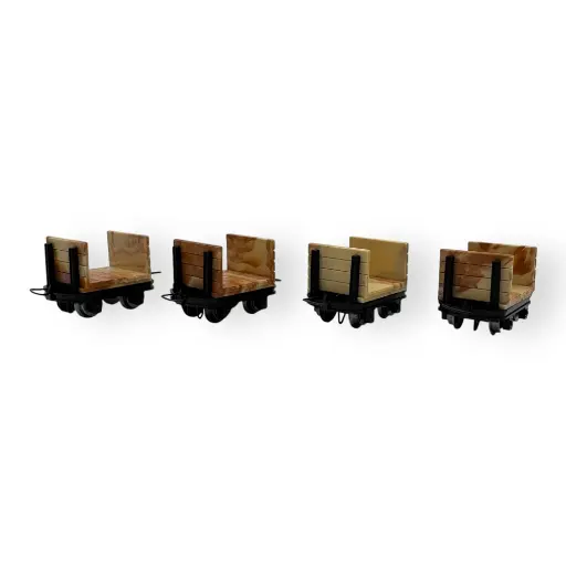 [MI3004] Lot de 4 wagons de bois sans frein - Minitrains 3004 - HOe 1/87 - Ep III - 2R