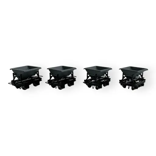 [MI3001] 4 wagons bennes sans frein - Minitrains 3001 - HOe 1/87 - Ep II - 2R