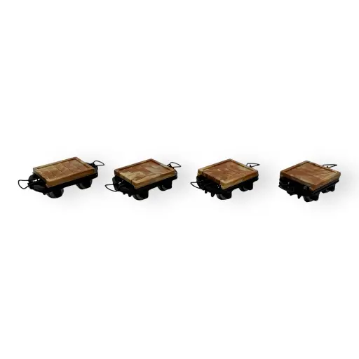 [MI3005] 4 wagons plats sans frein - Minitrains 3005 - HOe 1/87 - Ep III