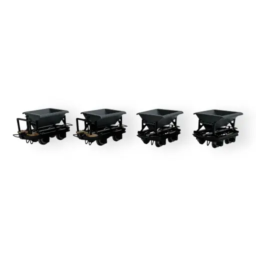 [MI3111] 4 wagons bennes - 2 avec et 2 sans frein - Minitrains 3111 - HOe 1/87 - Ep III - 2R