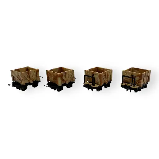 [MI3113] Lot de 4 wagons de chargement - Minitrains 3113 - HOe 1/87 - Ep III