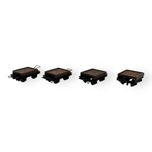 [MI5108] Lot de 4 wagonnets  à voie étroite - Minitrains 5108 - HOe 1/87 - Ep III - 2R
