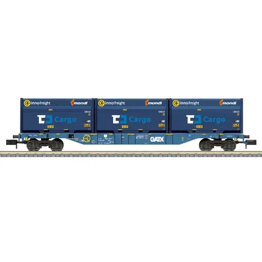 [TR18434] Wagon porte-conteneurs type Sgnss - Minitrix T18434 - privée - N 1/160 - EP. VI - 2R