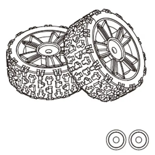 [MJX1415B1] Roues en caoutchouc medium (x2) pour Hyper Go - MJX 1415B1 -  1/16