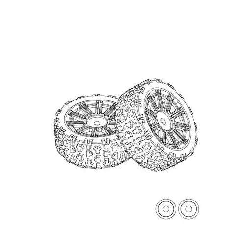 [MJX1415B2] Roues en caoutchouc medium (x2) pour Hyper Go - MJX 1415B2 -  1/14