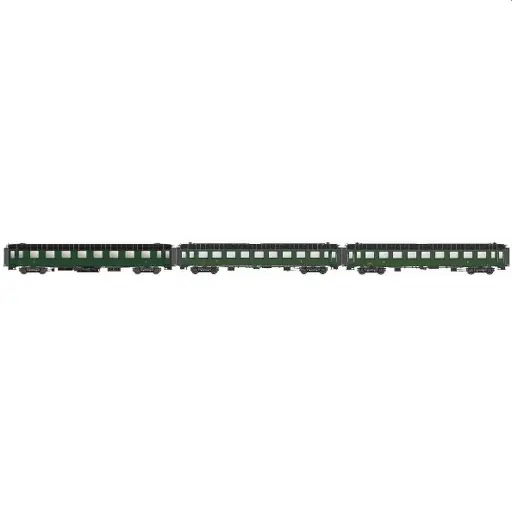 [MW40929] Set de 3 voitures voyageurs OCEM RA A8 + 2 B9, toit noir - Models World 40929 - HO 1/87 - SNCF - Ep IIIb - 2R
