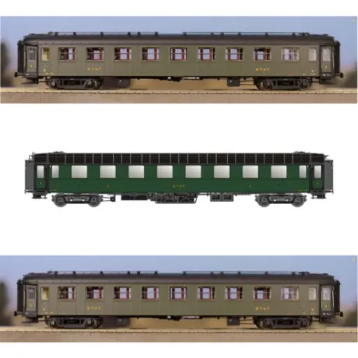 [MW40935] Set de 3 voitures OCEM PL et RA A8 / B9 / B9, marquage ETAT - Models World 40935 - HO 1/87 - ETAT - Ep IIb - 2R