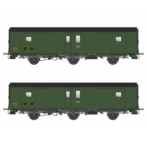[MW102] Set de 2 fourgons Dqd²m PLM 3 essieux métallisés - Models World MW 102 - HO 1/87 - SNCF - Ep IIIb - 2R