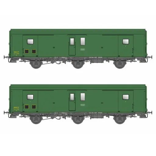[MW106] Set de 2 fourgons Dd²ai 3 essieux métallisés - Models World MW106 - HO 1/87 - SNCF - Ep III - 2R