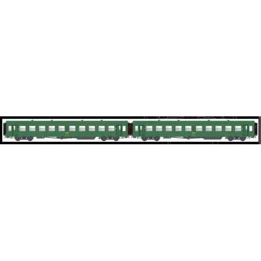 [MW40022] Set de 2 voitures voyageurs USI courtes livrée verte, 2 x B10t U60, logo encadré jaune - Models World 40022 - HO 1/87 - SNCF - Ep IV - 2R