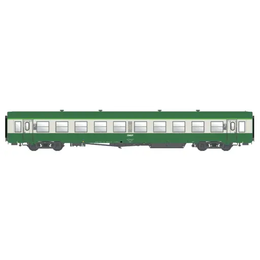 [MW40034] Voiture voyageurs USI longues B10t U61, bogies Y16, vert/gris, chauffage autonome, logo encadré blanc - Models World 40034 - HO 1/87 - SNCF - Ep IVb - 2R