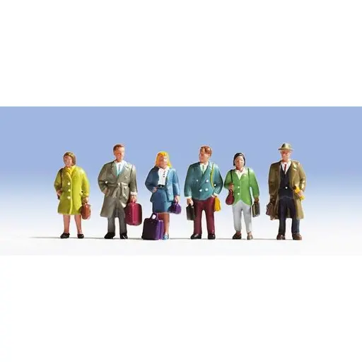 [NO15220] Lot de 6 voyageurs avec leur valise - Noch 15220 - HO 1/87