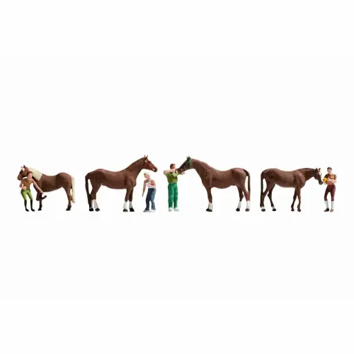 [NO15632] Soins des chevaux/ 4 chevaux+ 4 personnages