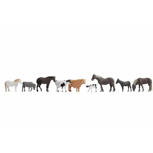 [NO15713] Lot de 9 animaux de la ferme - Noch 15713 - HO 1/87 - 9 pièces