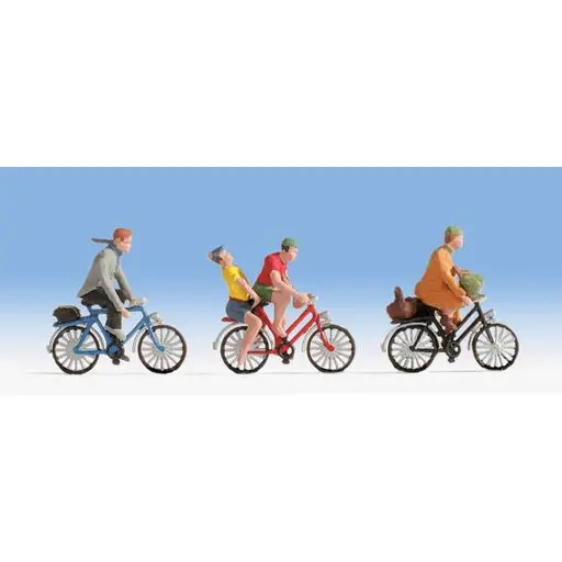 [NO15898] Lot de 4 Cyclistes + 3 Vélos - Noch 15898 - HO : 1/87