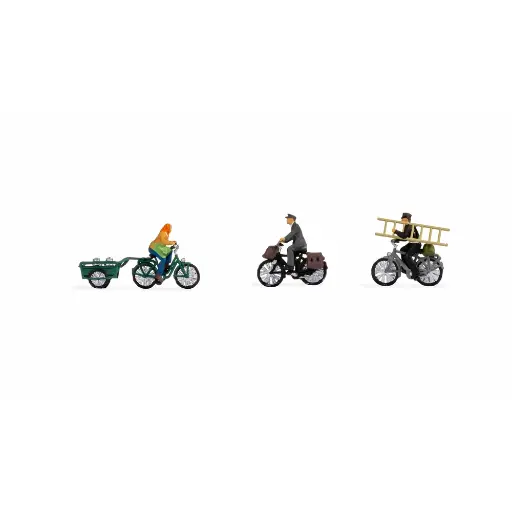 [NO15902] 3 travailleurs à vélo - Noch 15902 - HO 1/87