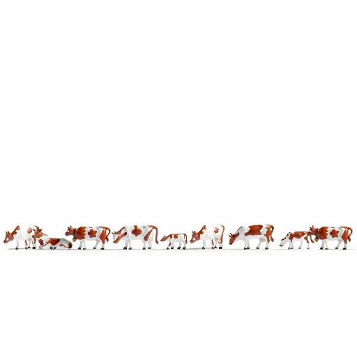 [NO36723] Lot de 9 Vaches Brunes et Blanches - Noch 36723 - N 1/160