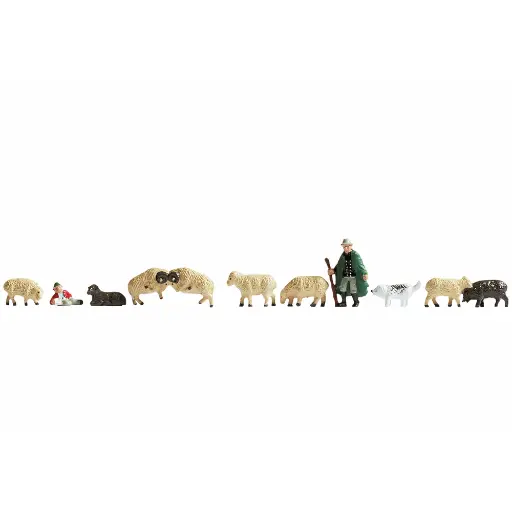 [NO36750] Lot de 9 personnages berger avec moutons et chien - Noch 36750 - N 1/160