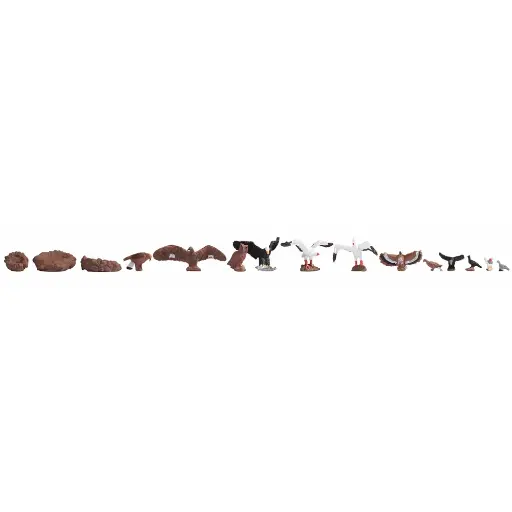 [NO15775] Set de 12 oiseaux et 3 nids - Noch 15775 - HO 1/87