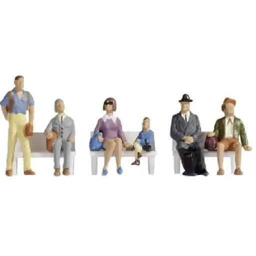 [NO15240] Lot de 6 voyageurs dont 5 assis et 1 debout Noch 15240 - HO 1:87
