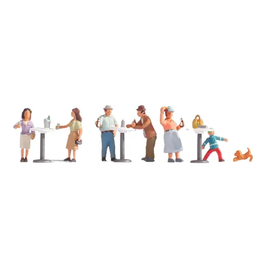 [NO15833] Lot de 6 personnages au café avec accessoires NOCH 15833 - HO 1/87