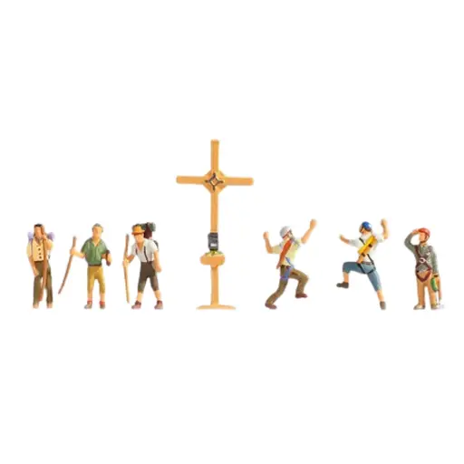 [NO15874] Lot de 6 randonneurs avec croix sommitale NOCH 15874 - HO 1/87