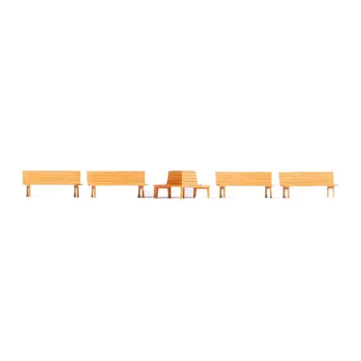 [NO14851] Lot de 5 bancs dont 1 banc hexagonal - NOCH 14851 - HO 1/87