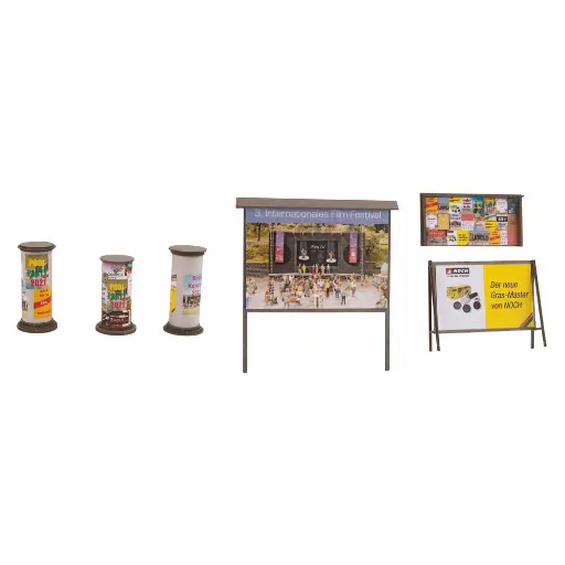 [NO14217] Colonnes et panneaux publicitaires miniatures NOCH 14217 - HO 1/87