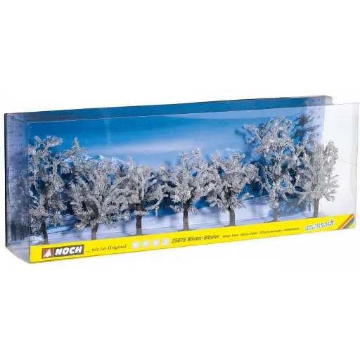[NO25075] Lot de 7 arbres enneigés - NOCH 25075 - de 80 à 100 mm - HO/TT/N/Z