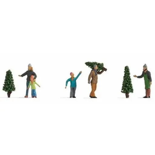 [NO15927] Lot de 6 figurines "Vente de sapins de noël" NOCH 15927 - HO : 1/87