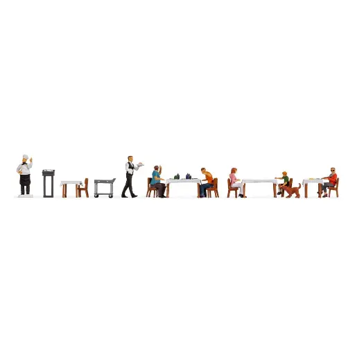 [NO16246] Lot de 6 personnages au restaurant avec accessoires - NOCH 16246 - HO 1/87