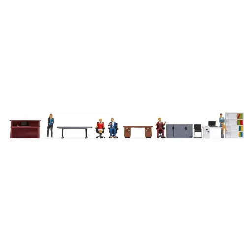 [NO16251] Lot de 6 personnages au bureau avec accessoires - NOCH 16251 - HO 1/87
