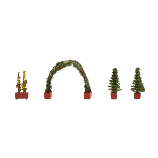 [NO14022] 4 plantes ornementales avec 1 arc en roses NOCH 14022 - HO 1/87