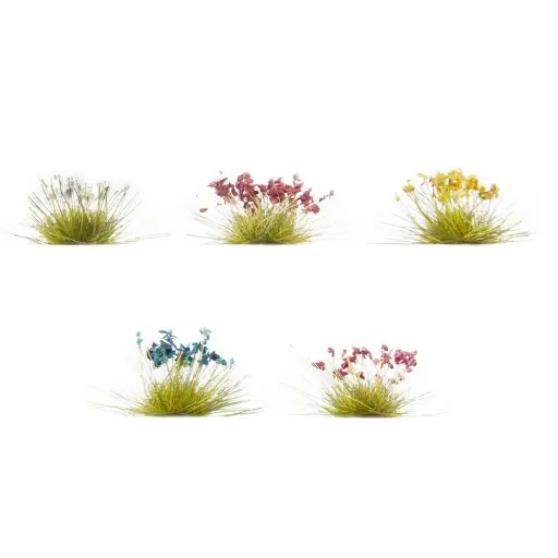 [NO06800] Lot 250 touffes de fleurs - rouge/bleu/jaune/rose/blanc NOCH 06800 - HO 1/87