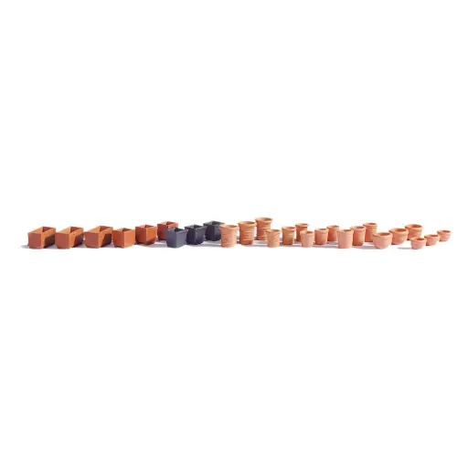 [NO14885] Pack de 27 pots et bacs à fleurs miniatures Noch 14885 - HO 1/87