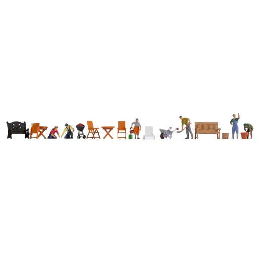 [NO16215] Pack de 6 personnages avec accessoires de jardin NOCH 16215 - HO 1/87