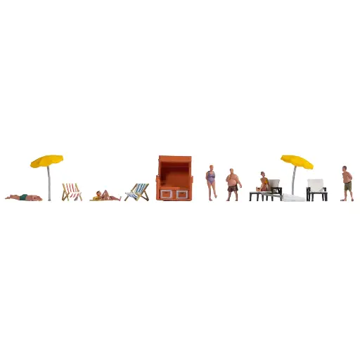 [NO16205] Pack de 6 personnages avec accessoires NOCH 16205 - HO 1/87 - Thème Baignade