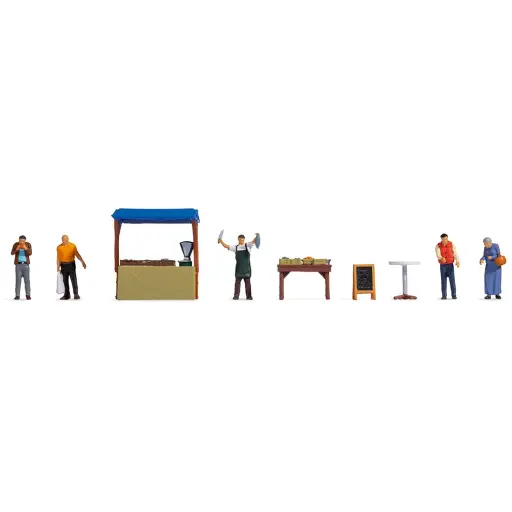 [NO16228] Pack de 5 personnages au marché NOCH 16228 - HO 1/87 - Marchand de poisson