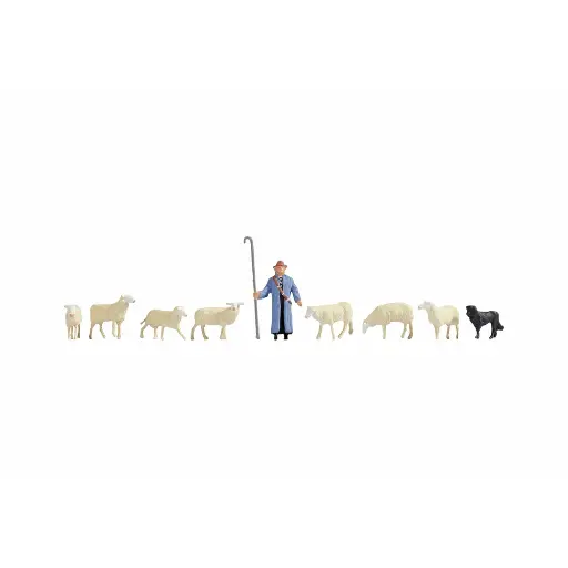 [NO36748] Pack de 8 animaux avec un berger NOCH 36748 - N : 1/160