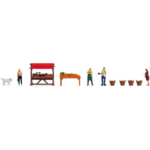 [NO16225] Pack de 4 personnages au marché NOCH 16225 - HO 1/87 - Marchand de légumes