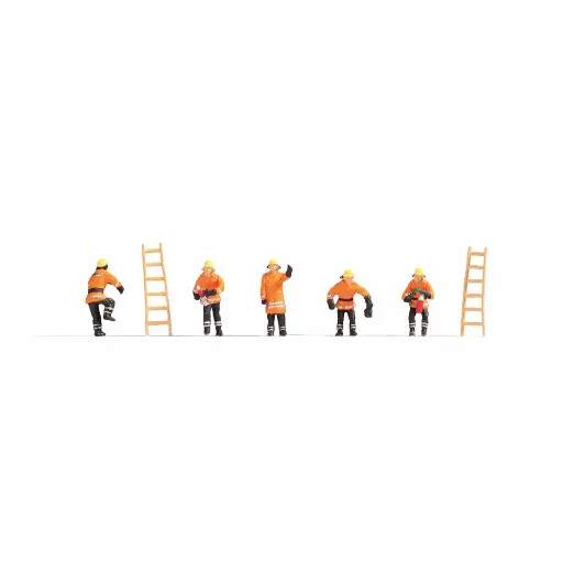 [NO15022] Pack de 5 pompiers avec 2 échelles NOCH 15022 - HO : 1/87ème