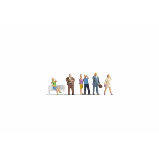[NO15574] Pack de 6 personnages avec leur téléphone NOCH 15574 - HO : 1/87ème