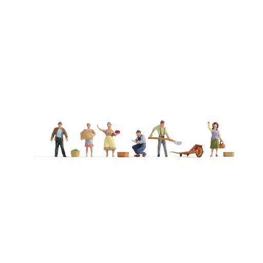 [NO15617] Pack de 6 personnages "Les agriculteurs" avec accessoires NOCH 15617 - HO : 1/87ème