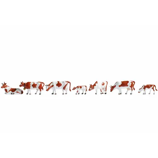 [NO15723] Pack de 7 vaches brunes et blanches NOCH 15723 - HO : 1/87ème