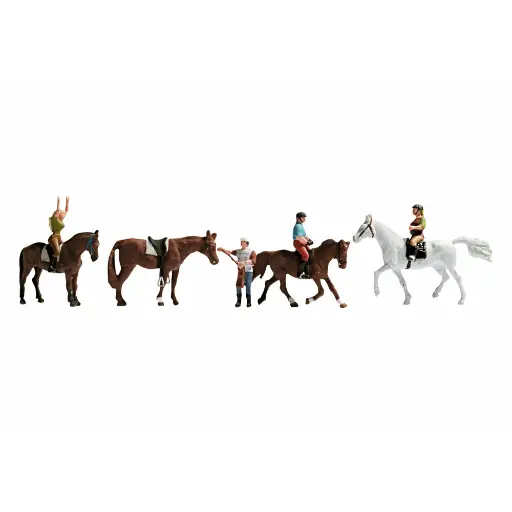 [NO15630] Pack de 4 chevaux et 4 cavaliers NOCH 15630 - HO : 1/87ème