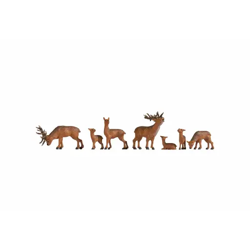 [NO15732] Pack de 2 cerfs, 4 faons et 1 biche NOCH 15732 - HO : 1/87ème