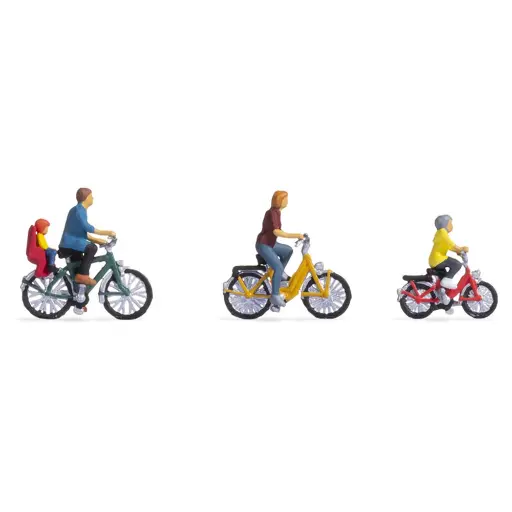 [NO15909] Lot de 4 personnages sur 3 Vélos NOCH 15909 HO 1/87