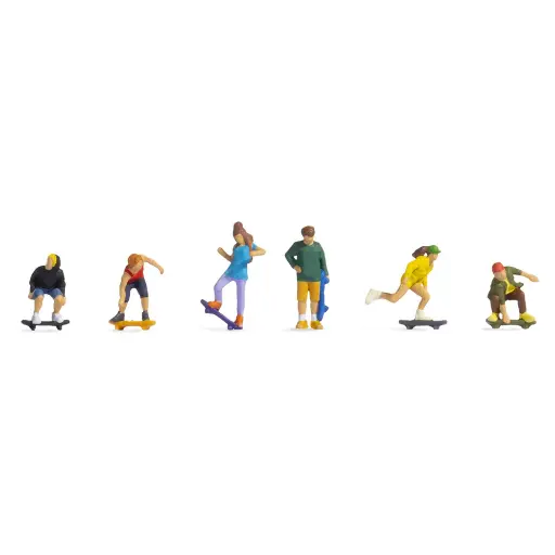 [NO15889] Lot de 6 personnages en skateboard NOCH 15889 - HO : 1/87