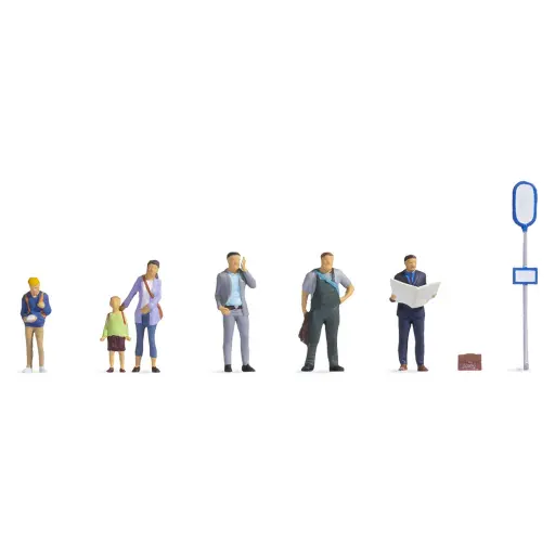 [NO36246] Pack de 6 voyageurs à l'arrêt de bus NOCH 36246 - N 1/160ème